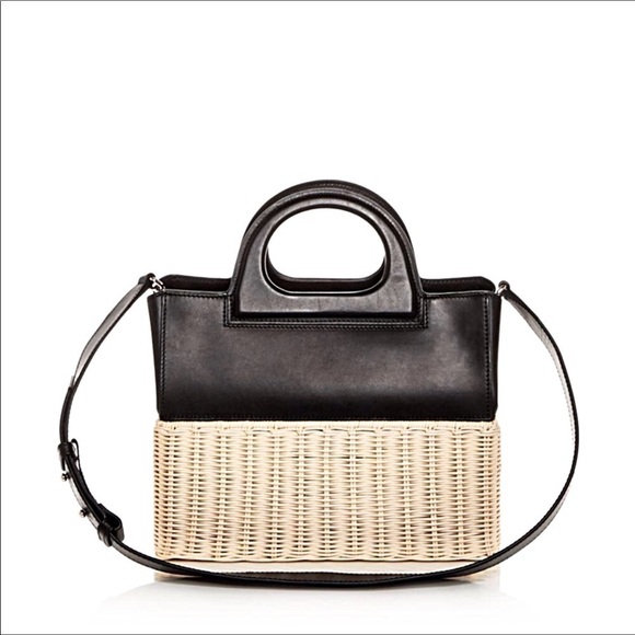MaxMara Leather & Wicker Satchel Handbag - Picture 1 of 4